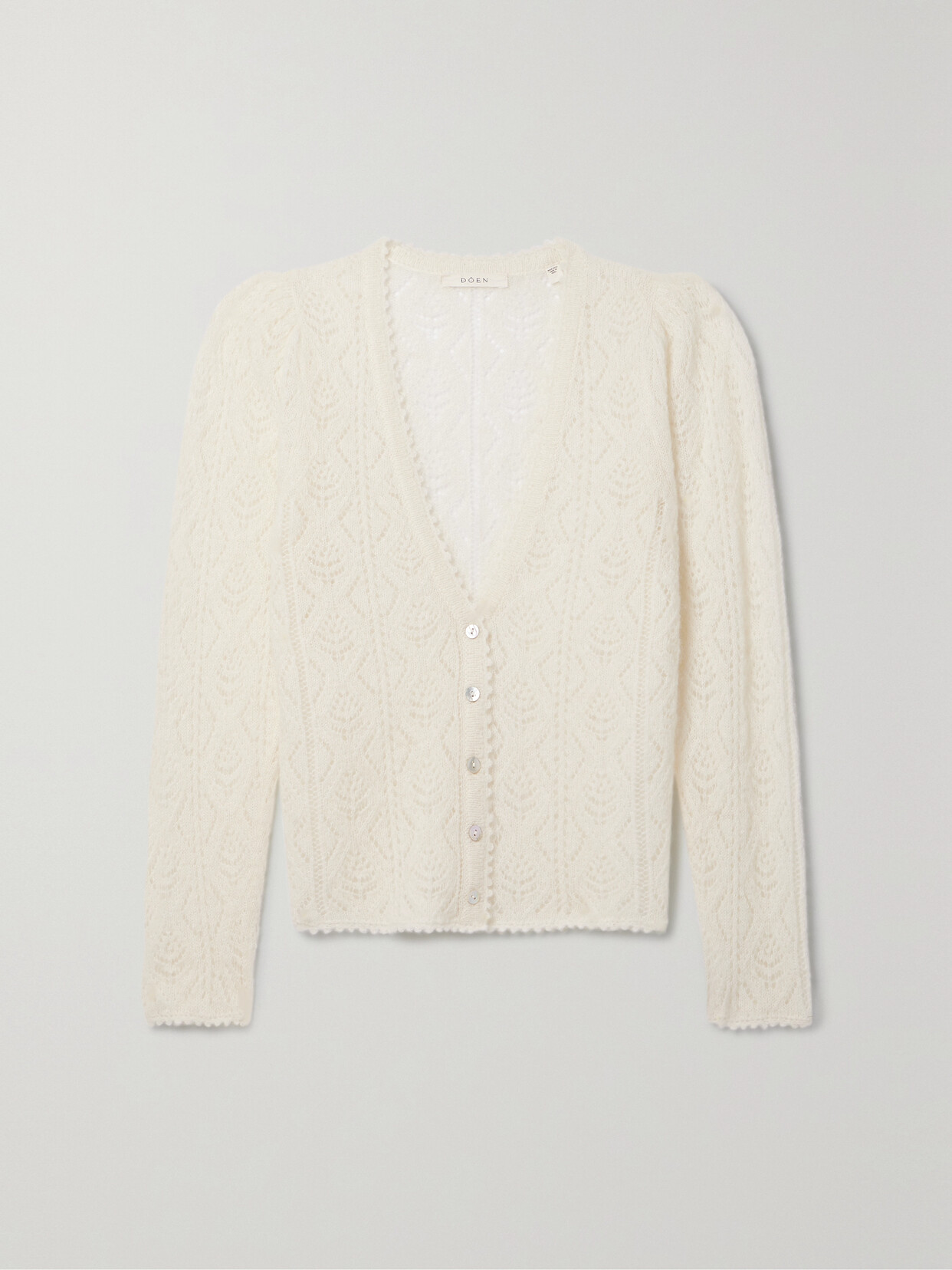 Doen Chandel Pointelle-knit Alpaca-blend Cardigan In Jasmine Flower