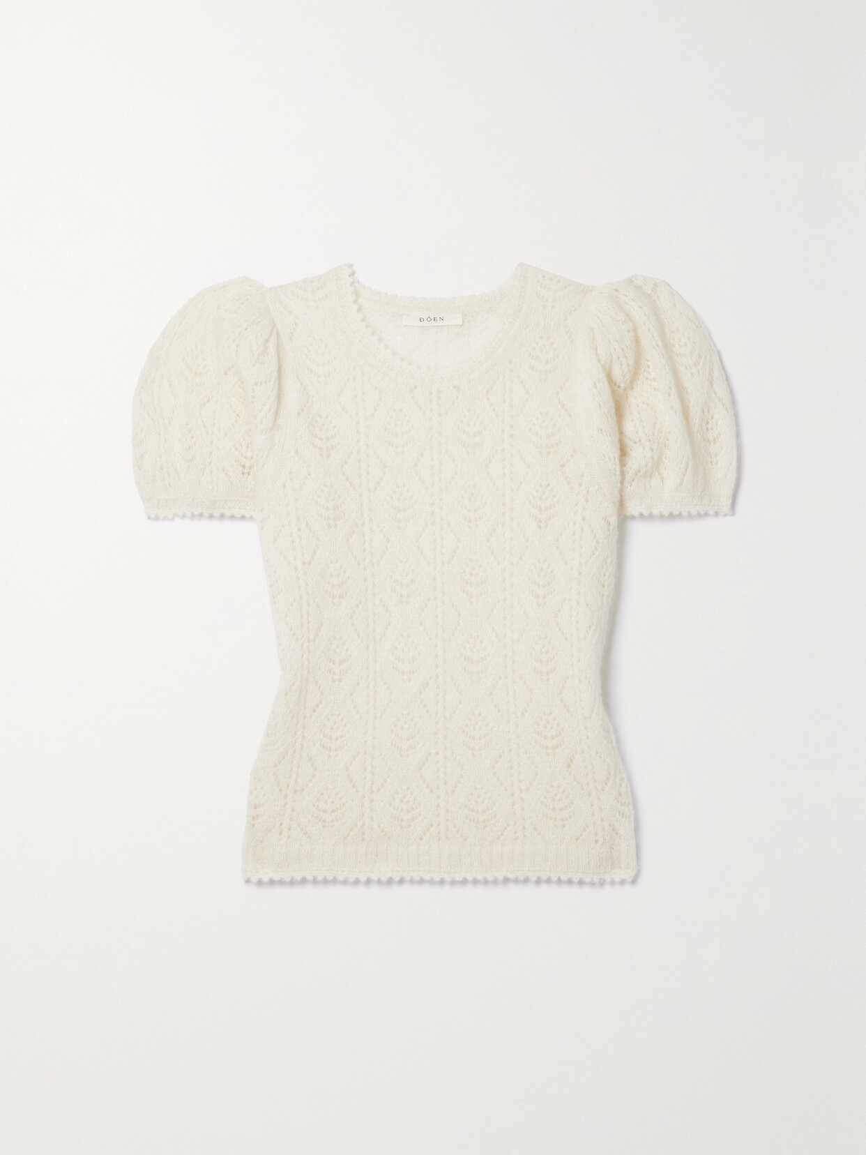 Doen Carena Pointelle-knit Alpaca-blend Top In Jasmine Flower