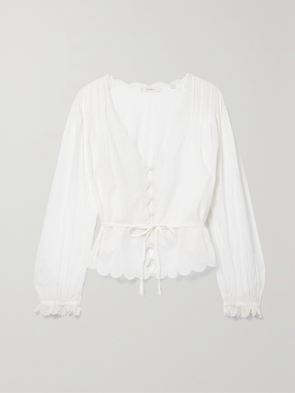 DÔEN - + Net Sustain Elayne Pintucked Embroidered Organic Cotton-voile Blouse - White