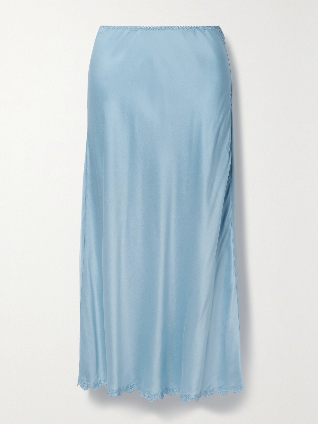 DÔEN - Elowen Embroidered Silk-charmeuse Midi Skirt - Blue