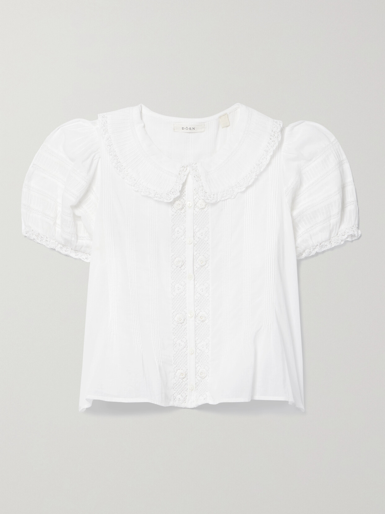 DÔEN - + Net Sustain Bernadine Crochet-trimmed Pintucked Organic Cotton-voile Top - White