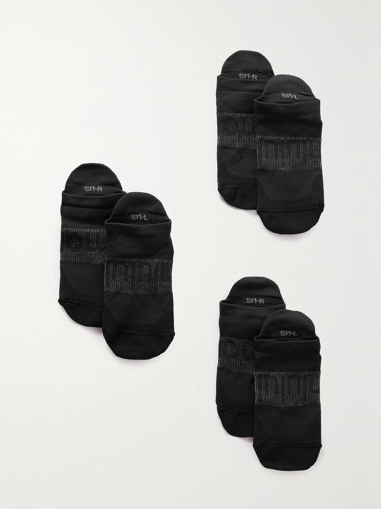 Lululemon Power Stride Set Of Three Stretch-knit Socks In Black