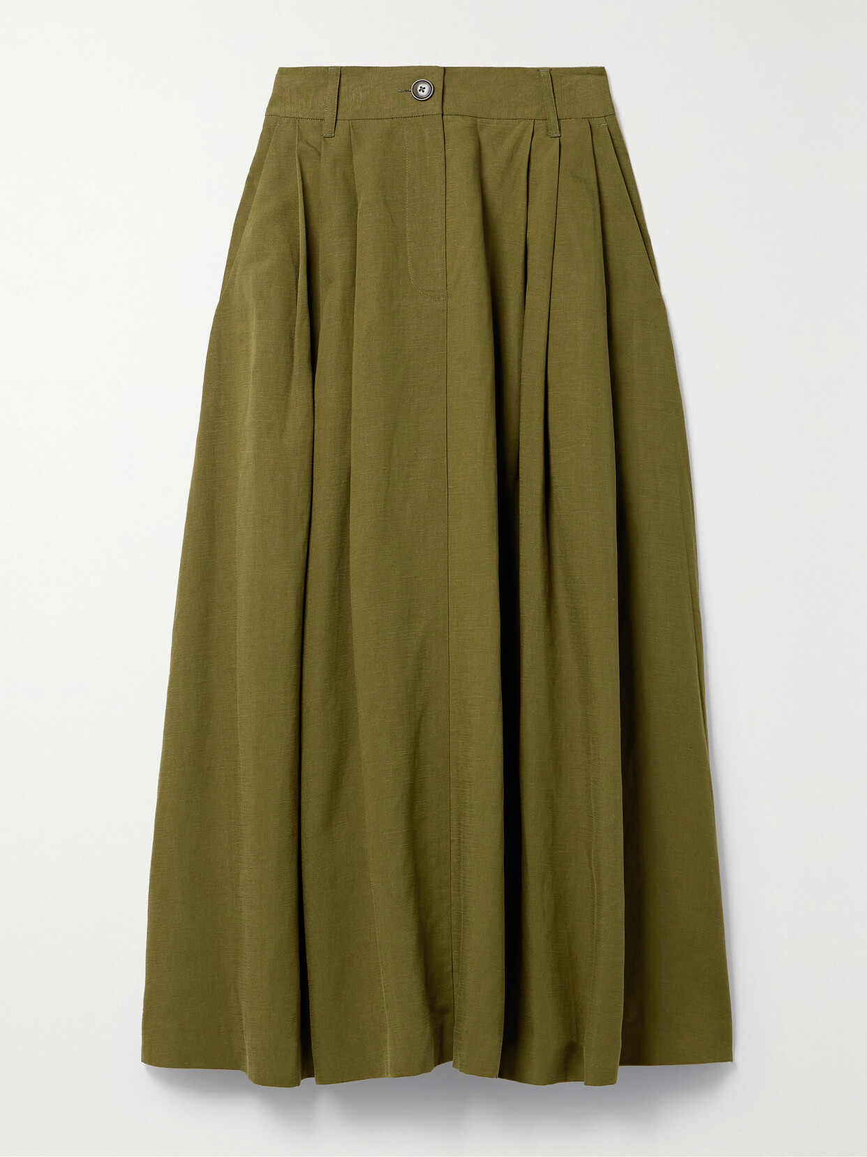 Mara Hoffman +net Sustain Tulay Pleated Tencel™ Lyocell And Linen-blend Midi Skirt - Green
