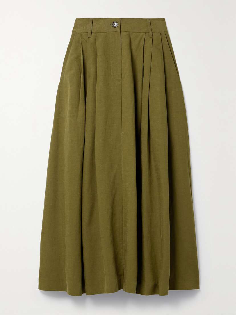 Mara Hoffman +net Sustain Tulay Pleated Tencel™ Lyocell And Linen-blend Midi Skirt