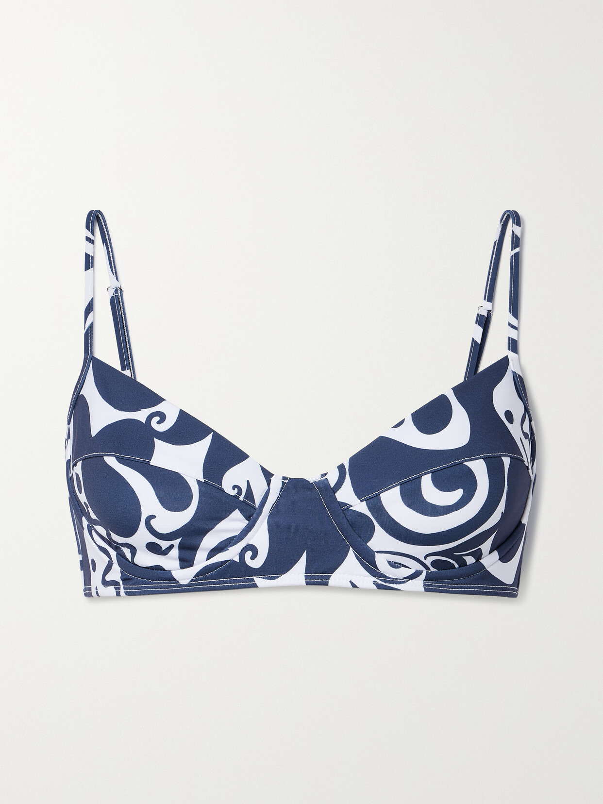 Shop Mara Hoffman + Net Sustain Lua Printed Recycled Underwired Bikini Top In Blue