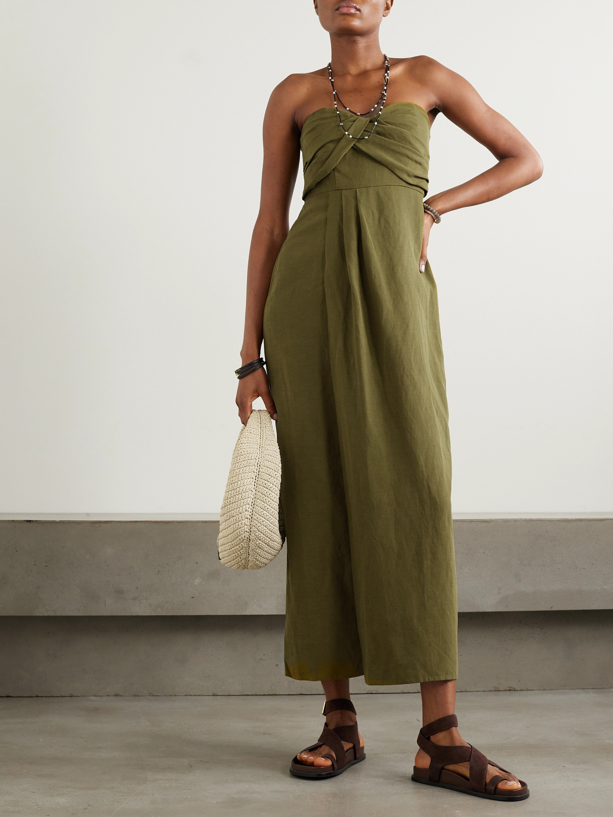 mara hoffman midi dress Mara Hoffman Paula Halter Cutout Two-Tone Midi Wrap Dress