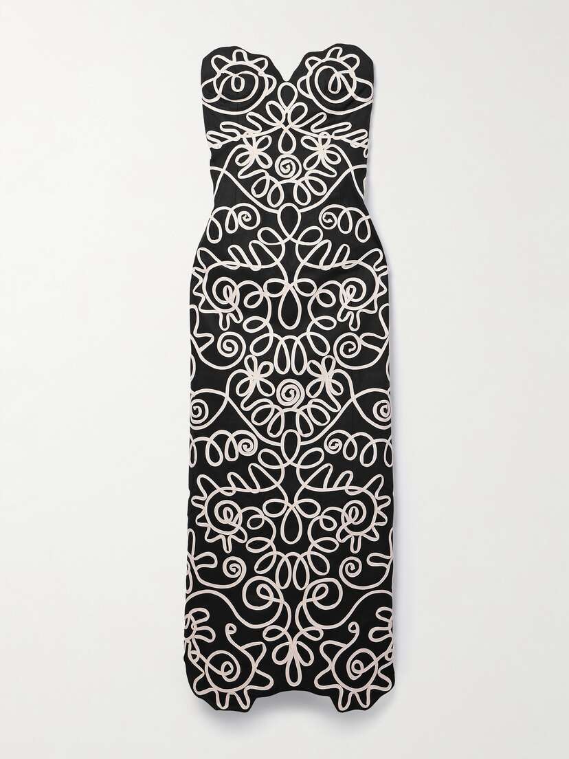 Mara Hoffman + Net Sustain Stella Strapless Appliquéd Organic Cotton And Tencel Lyocell-blend Twill Midi Dress