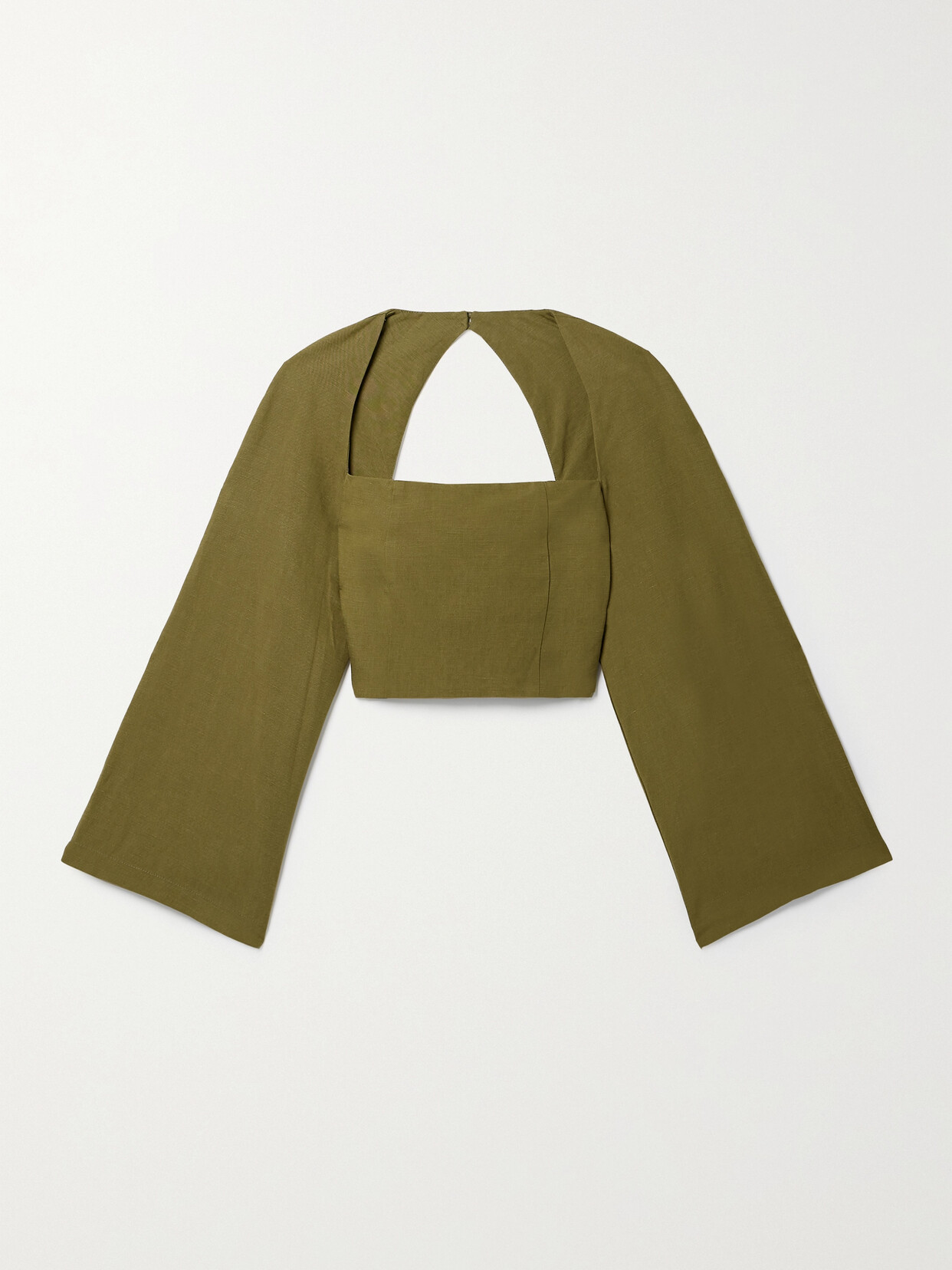 Mara Hoffman + Net Sustain Julia Cropped Cutout Tencel™ Lyocell And Linen-blend Top In Green