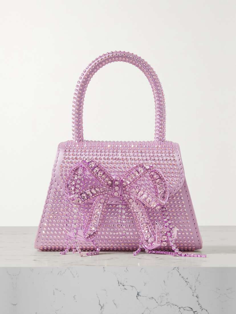 Self-Portrait The Micro Bow Mini Crystal-embellished Silk Tote