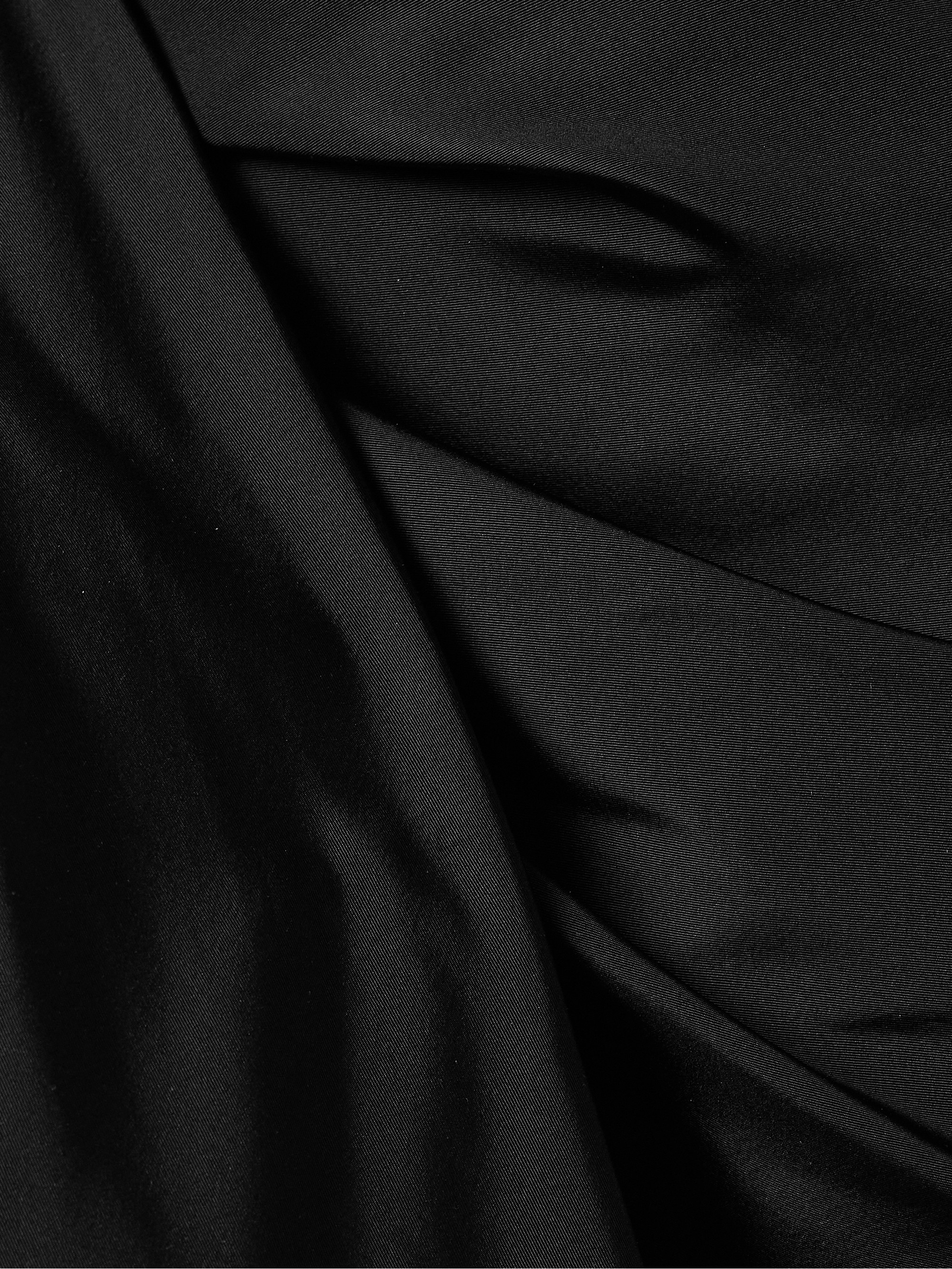 Rosie Assoulin Strapless draped striped cotton and linen-blend trimmed silk-faille maxi dress