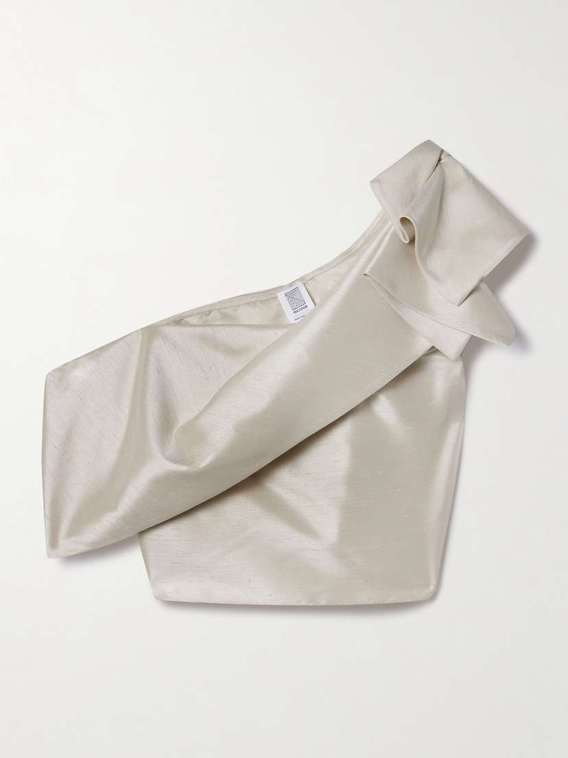 Rosie Assoulin One-shoulder Draped Dupioni Top