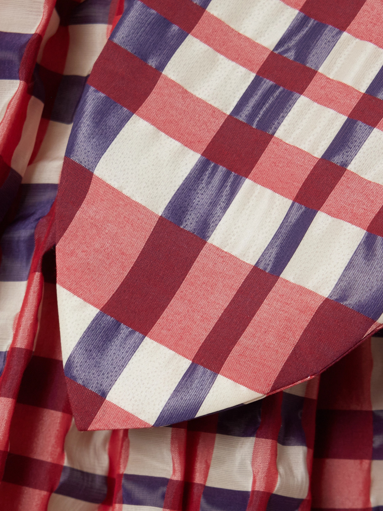 Rosie Assoulin Gathered Checked Organza And Taffeta Midi Skirt In Multi