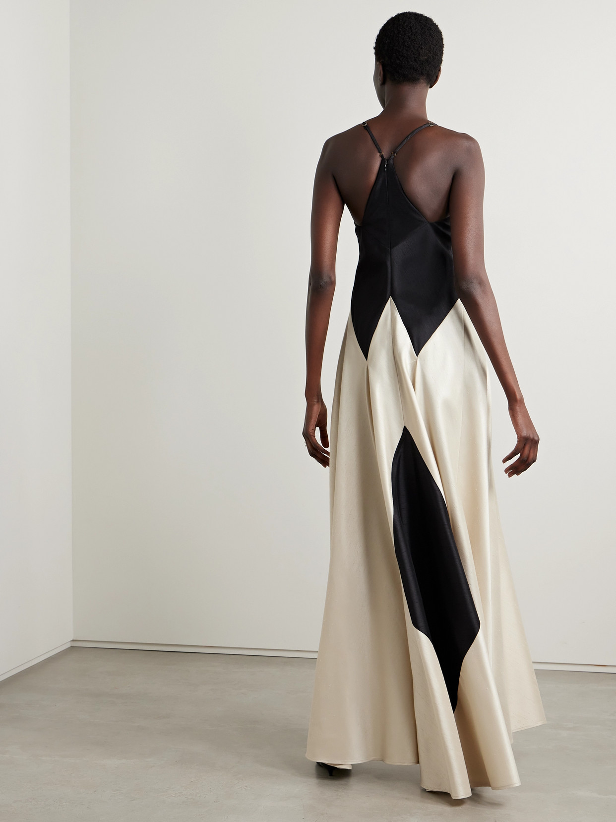 Shop Rosie Assoulin V Two-tone Dupioni Gown In Black