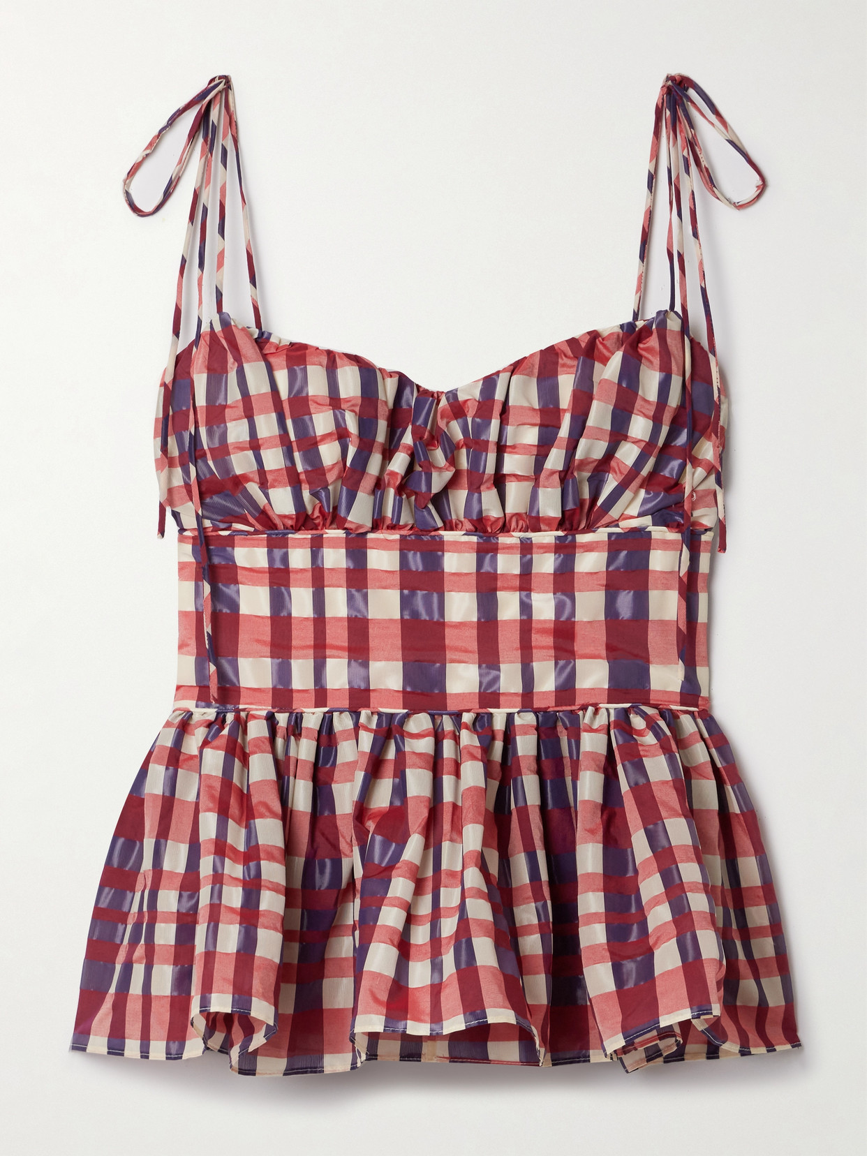 ROSIE ASSOULIN - Gathered Checked Organza And Taffeta Top - Multi