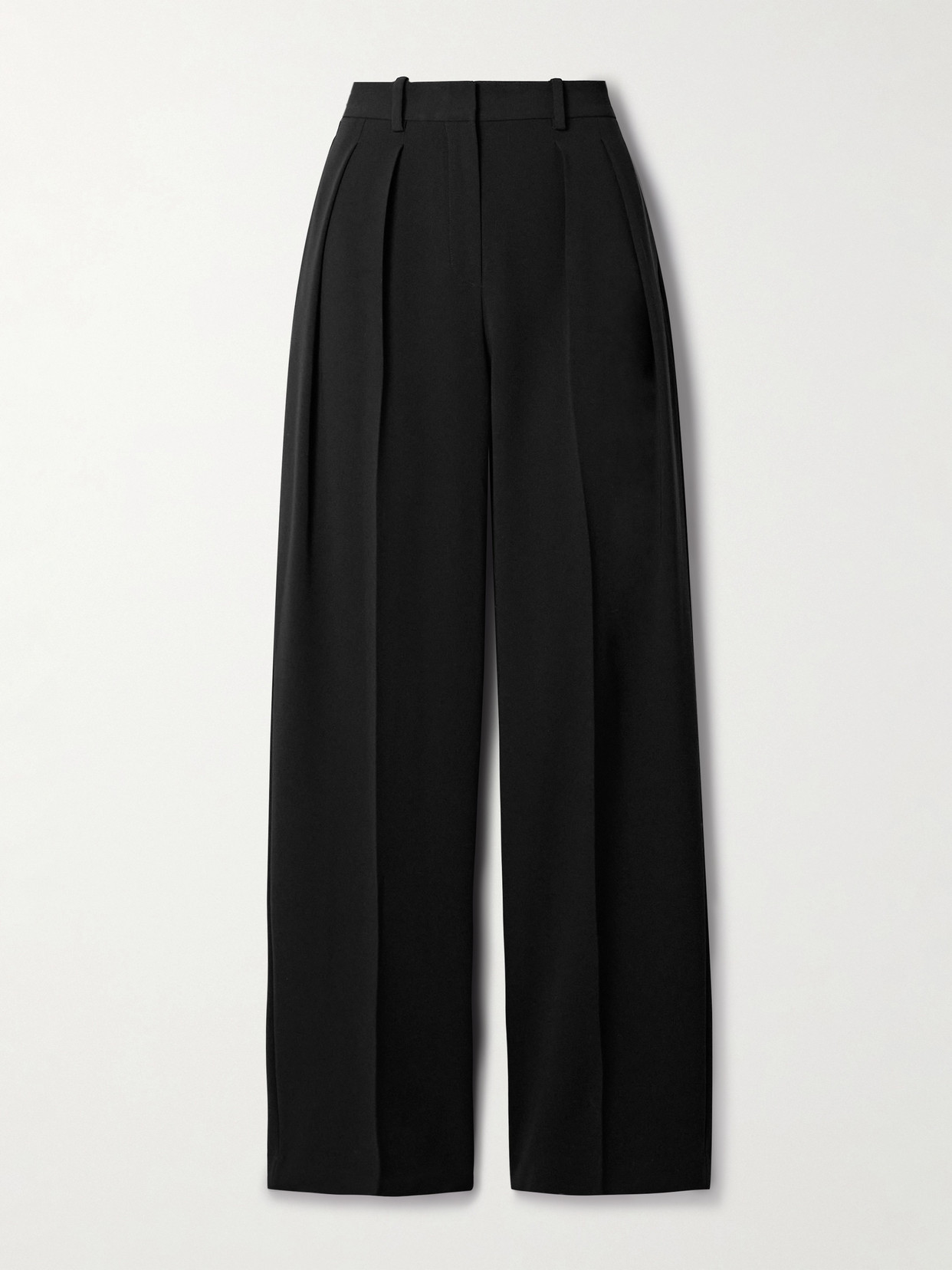 Theory Pleated Crepe Wide-leg Pants In Black