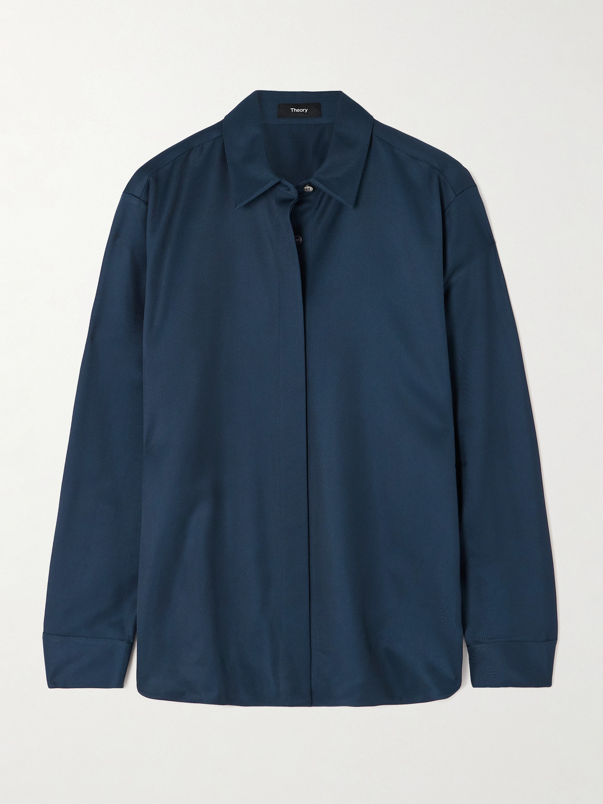 Theory Satin-twill Shirt In Blue