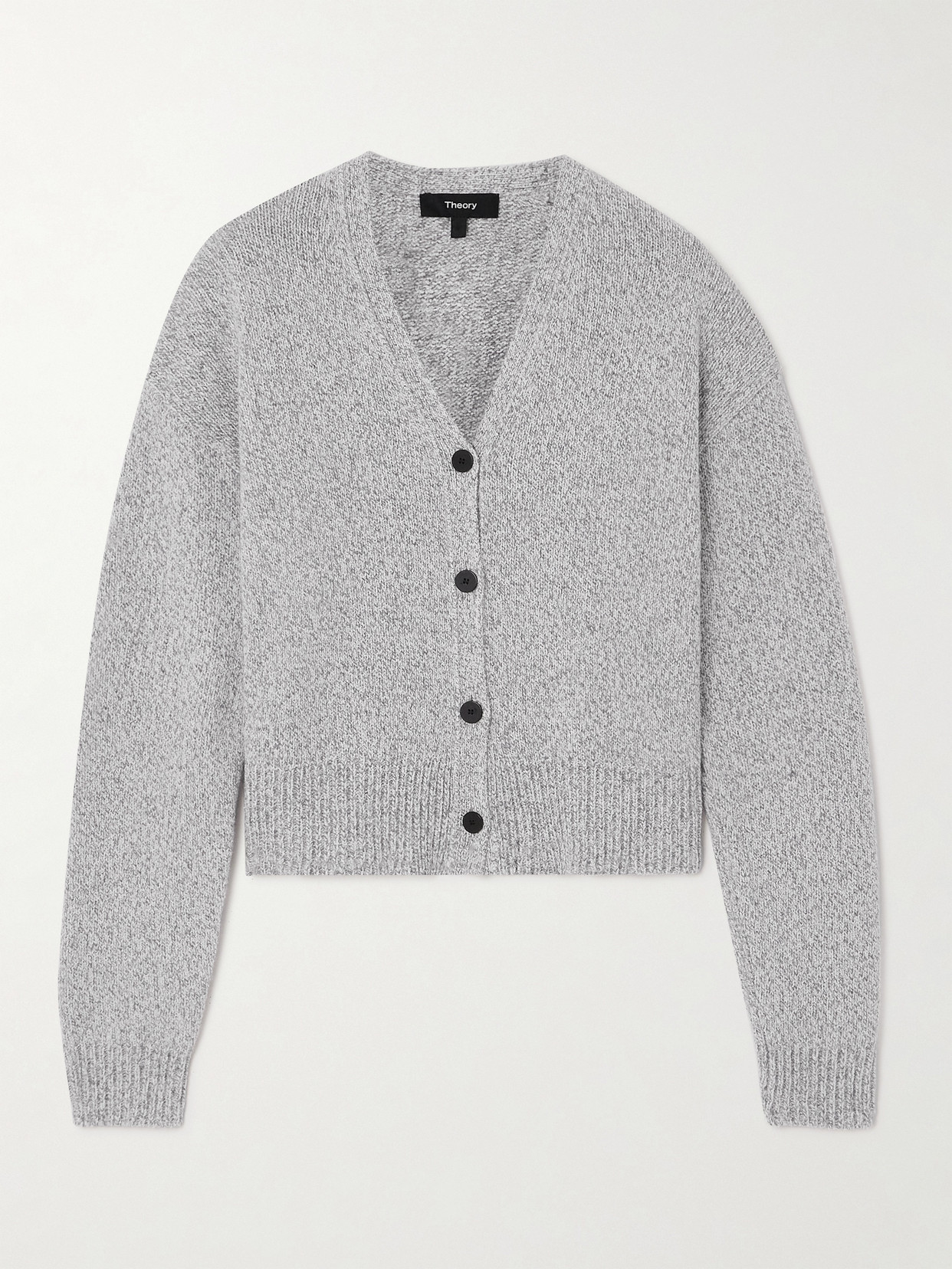 Theory Cropped Knitted Cardigan - Gray