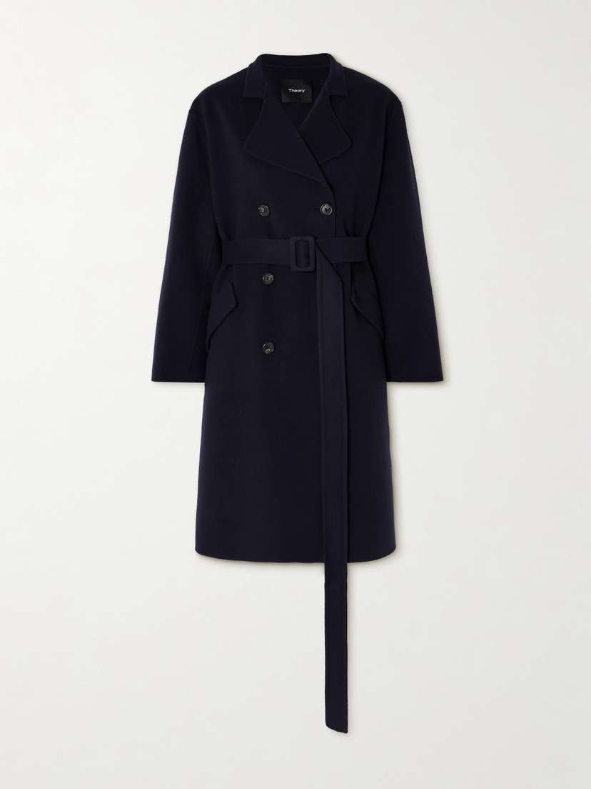 Theory Double-breasted Wool And Cashmere-blend Coat - x large