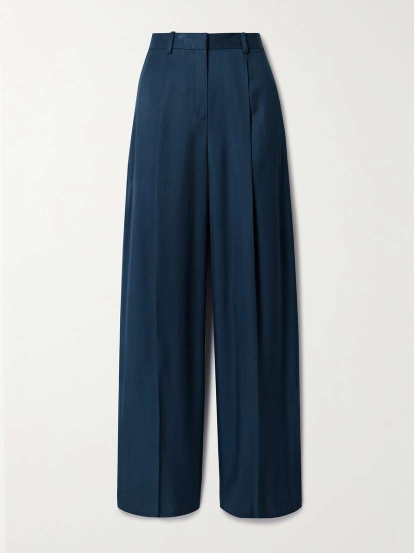Theory Pleated Satin-twill Pants