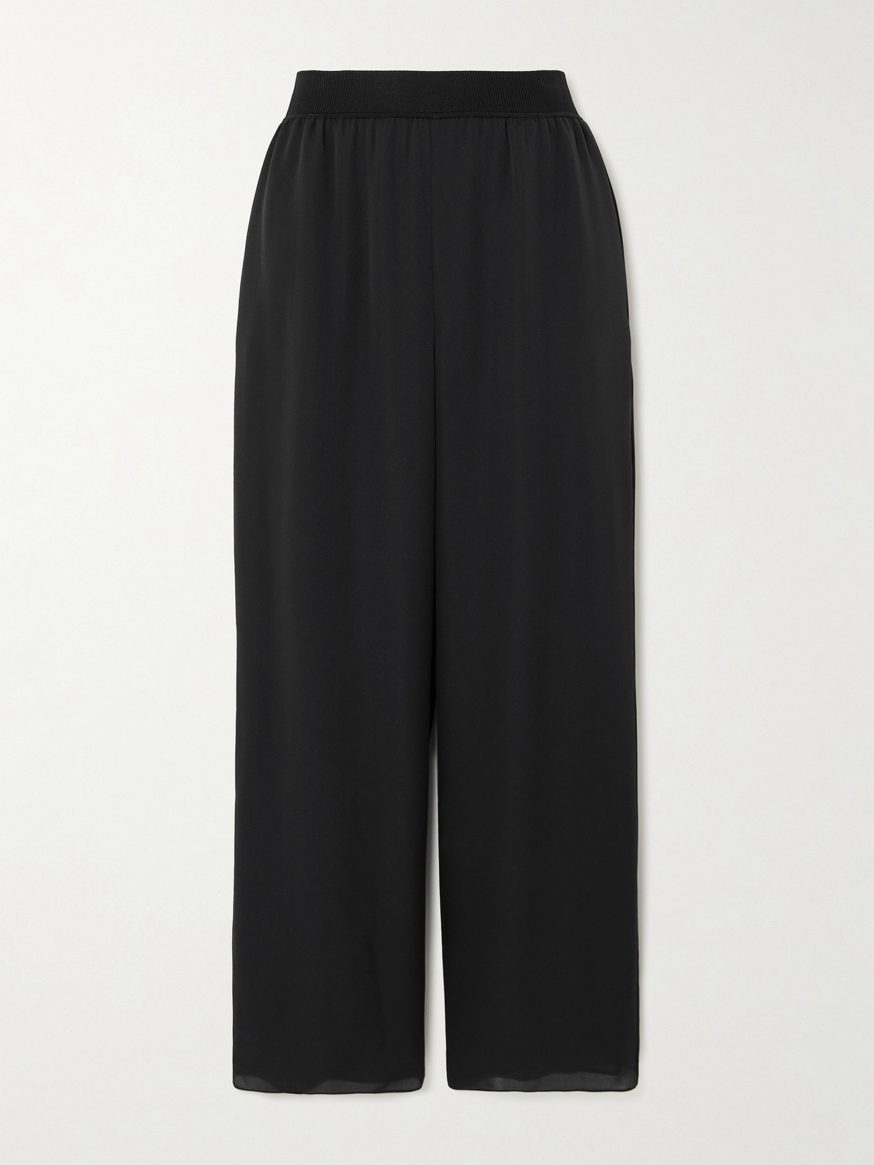 Theory Silk Crepe De Chine Straight-leg Pants - Black