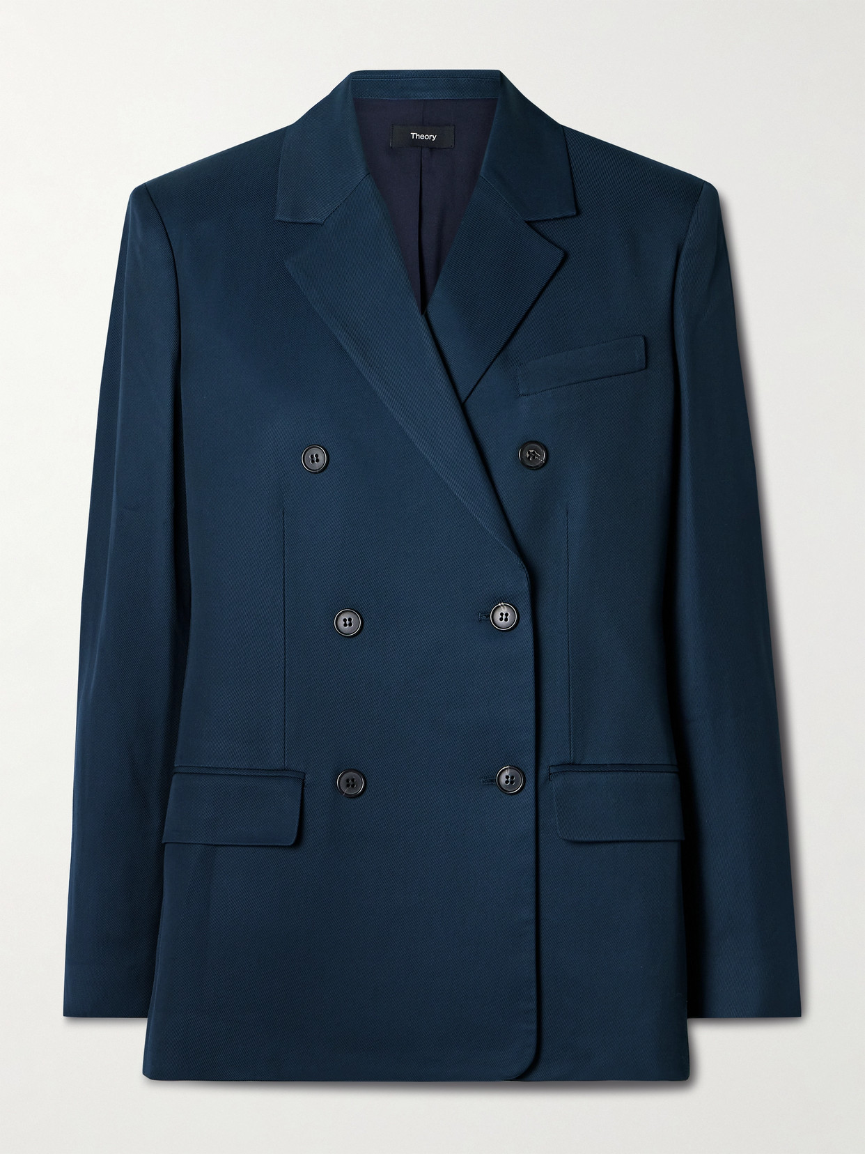 Theory - Double-breasted Twill Blazer - Blue