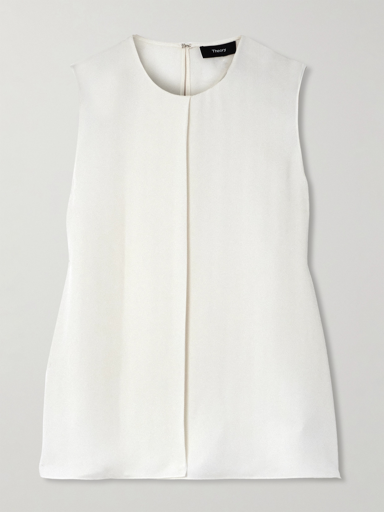 Theory Pleated Silk-chiffon Top In Ivory