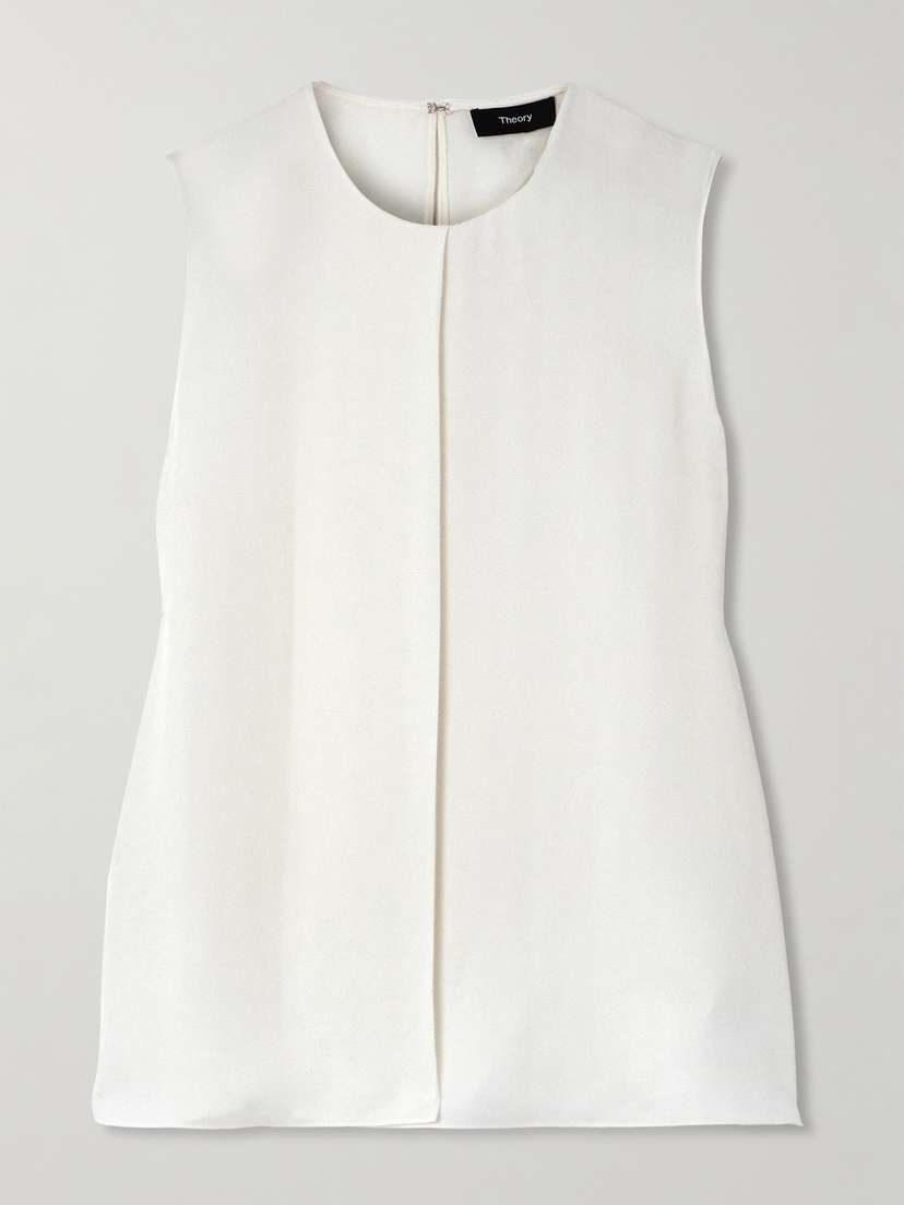 Theory Pleated Silk-chiffon Top