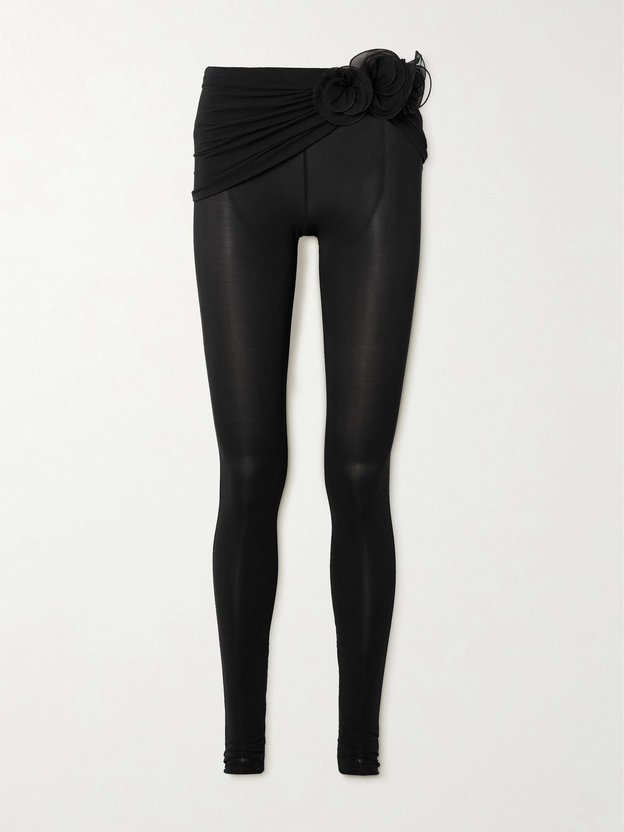 Jersey Stretch Black Leggings With Faux Fur Hearts Applique
