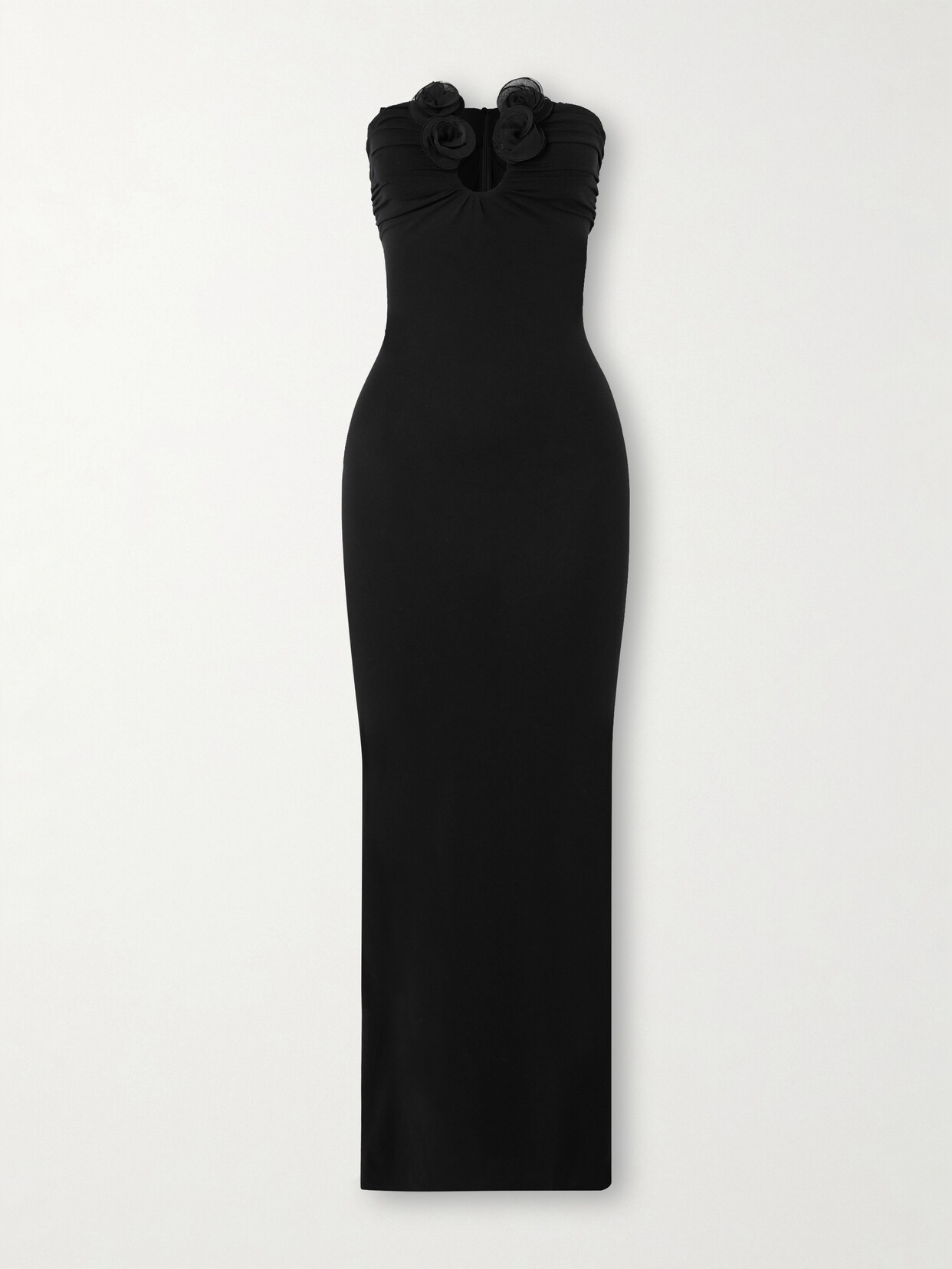 Magda Butrym - Strapless Appliquéd Ruched Stretch-jersey Maxi Dress - Black