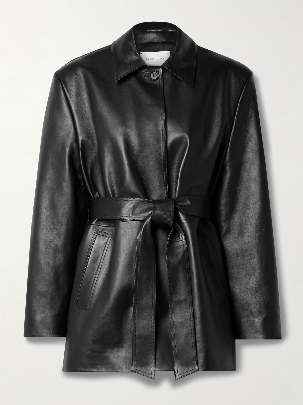 Magda Butrym Belted Leather Jacket In Black