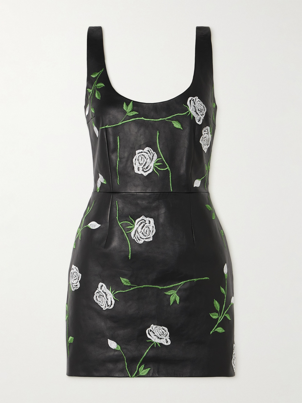 Magda Butrym - Embroidered Leather Mini Dress - Black