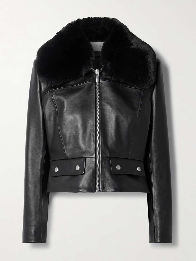 Magda Butrym Faux Fur-trimmed Leather Jacket