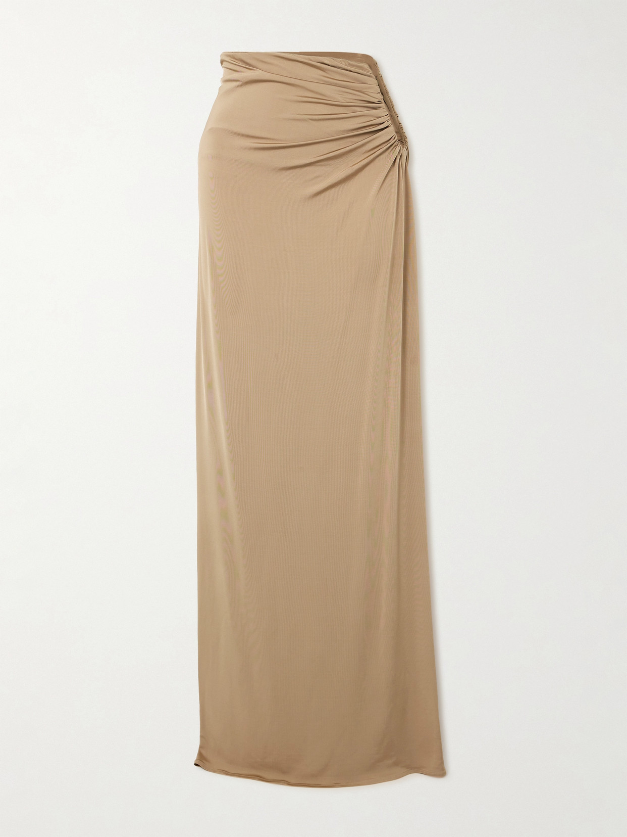Magda Butrym Cutout Gathered Stretch-jersey Maxi Skirt - Brown