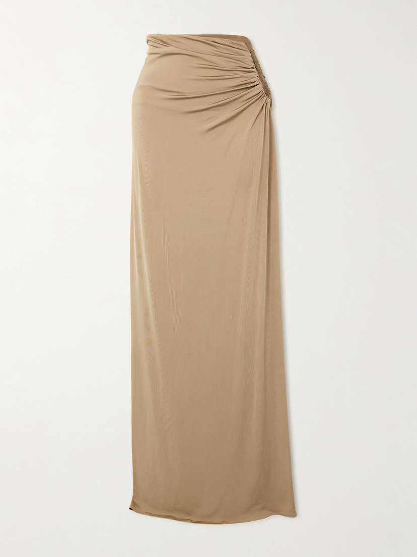 Magda Butrym Cutout Gathered Stretch-jersey Maxi Skirt