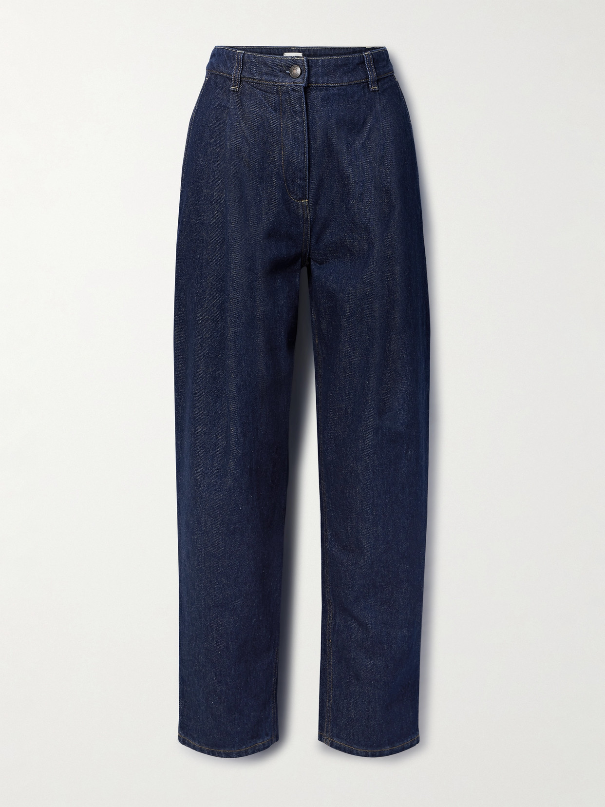 Magda Butrym Toteness Pleated High-rise Tapered Jeans In Blue