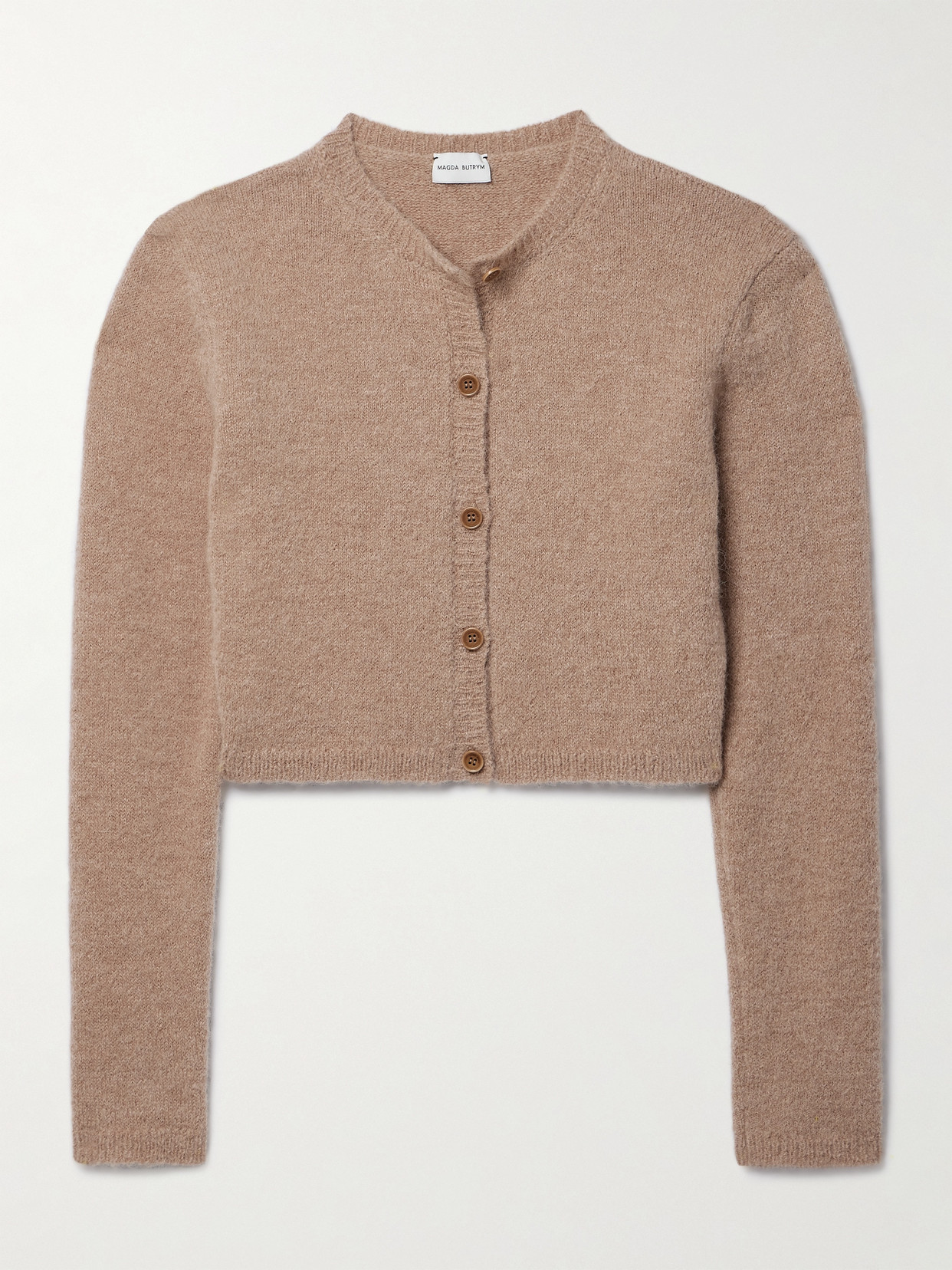 Magda Butrym Cropped Knitted Cardigan In Brown