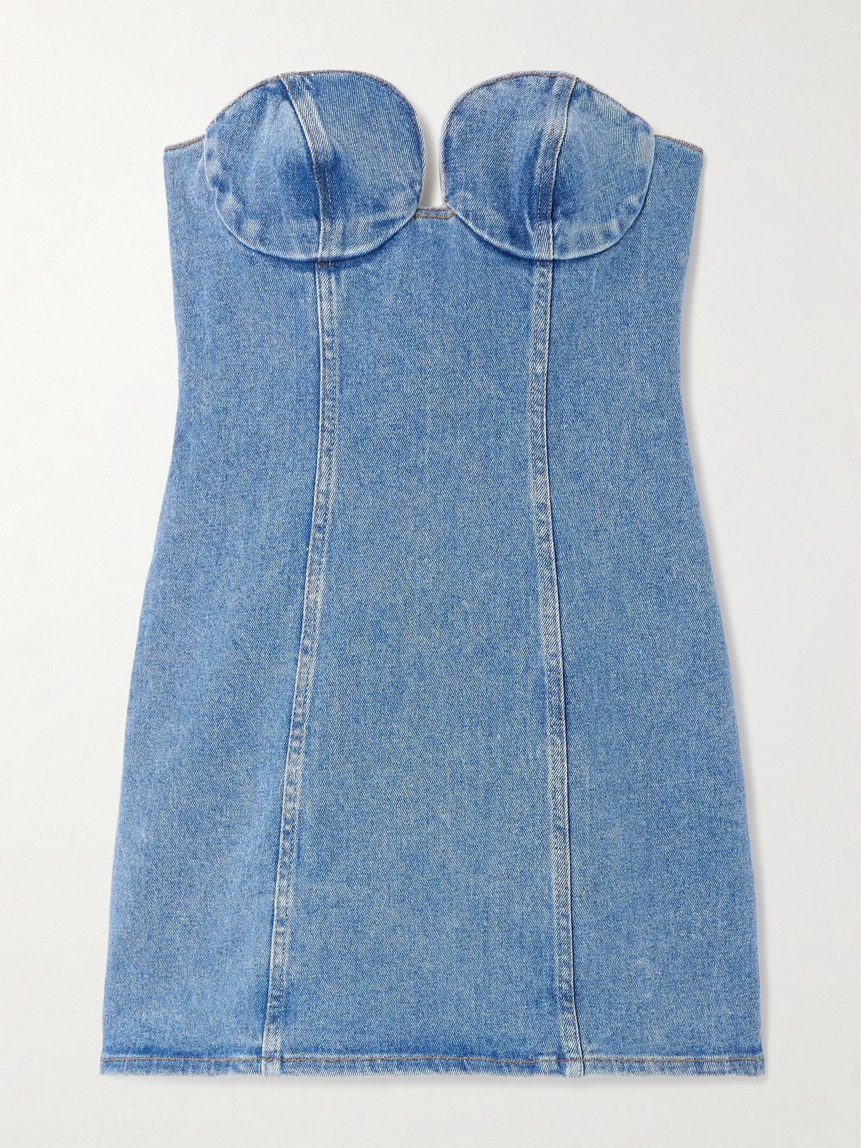 Shop Magda Butrym Denim Bustier Mini Dress In Blue