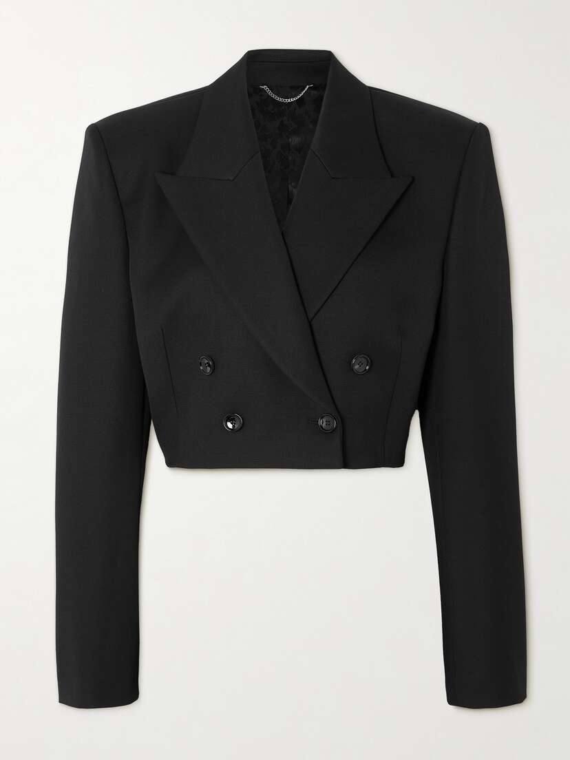 Magda Butrym Cropped Double-breasted Wool-drill Blazer