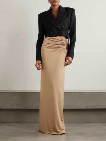 Magda Butrym Cropped double-breasted wool-drill blazer