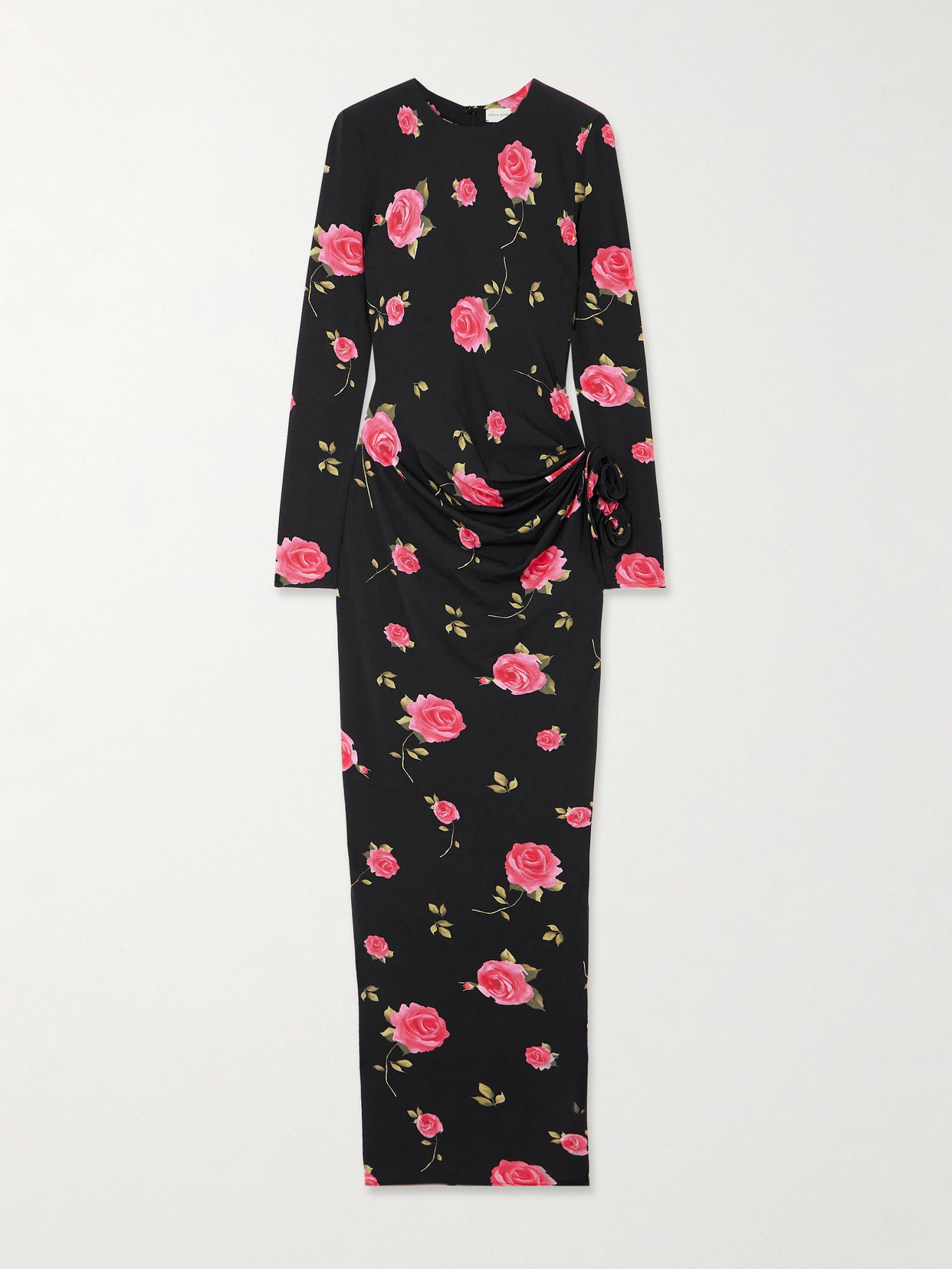 Magda Butrym - Appliquéd Floral-print Stretch-jersey Gown - Black