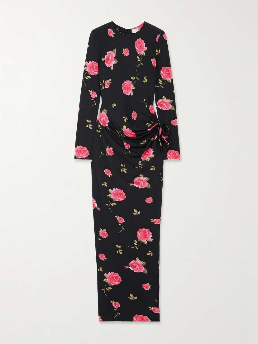 Magda Butrym Appliquéd Floral-print Stretch-jersey Gown