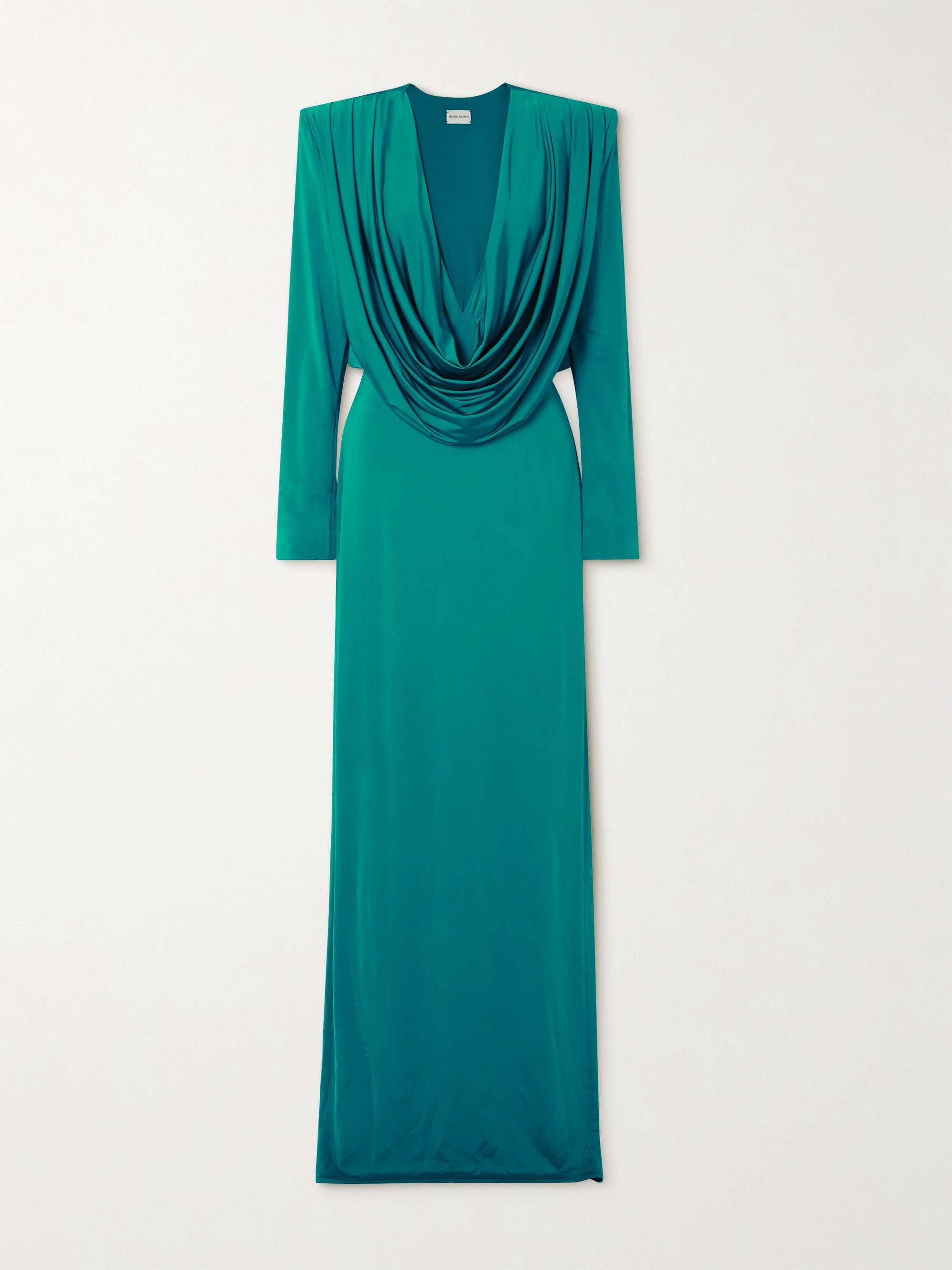 Magda Butrym Draped Satin jersey Gown Women Green Dresses Xs