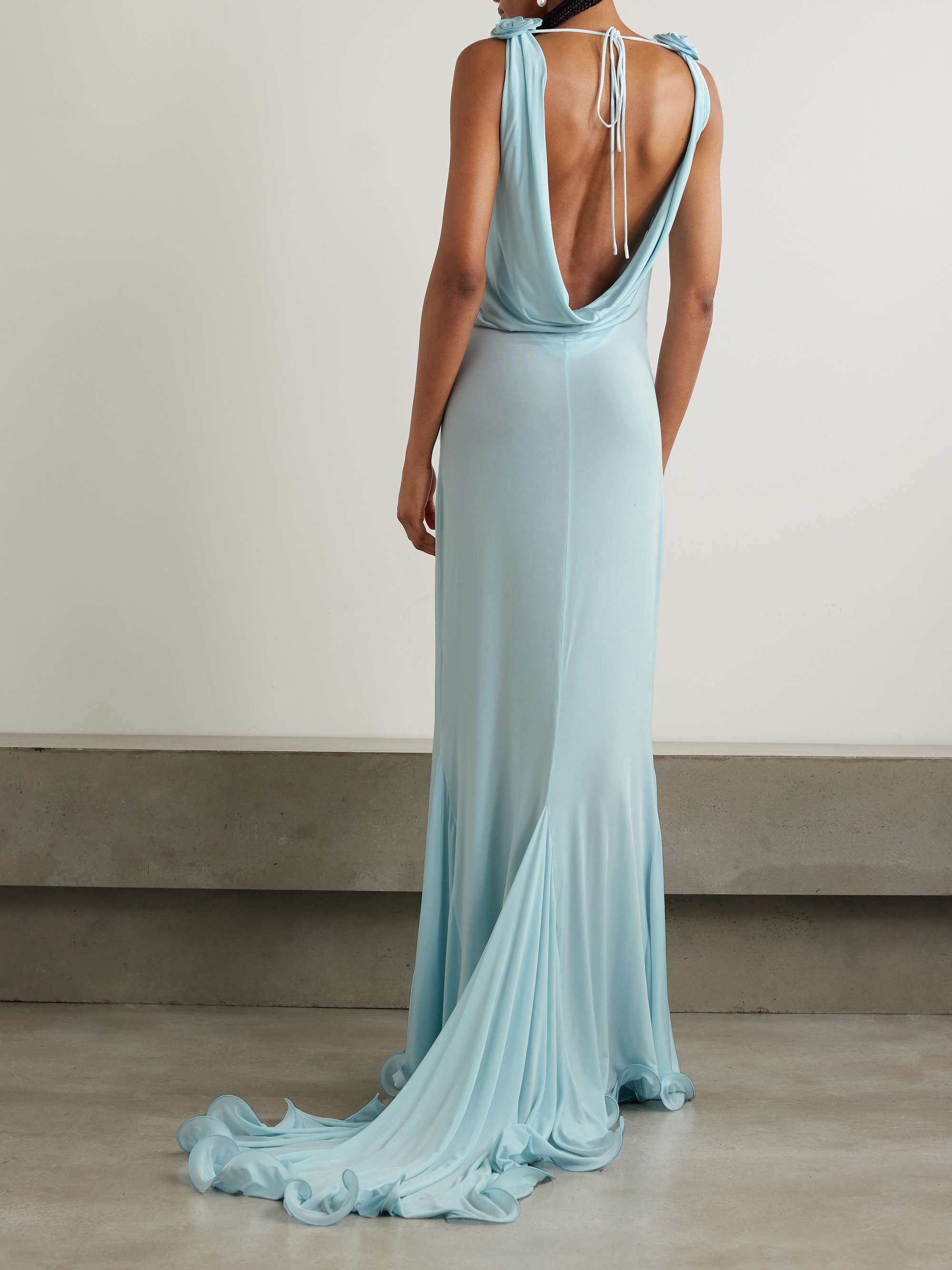 MAGDA BUTRYM Floral-appliquéd satin-jersey dress | NET-A-PORTER