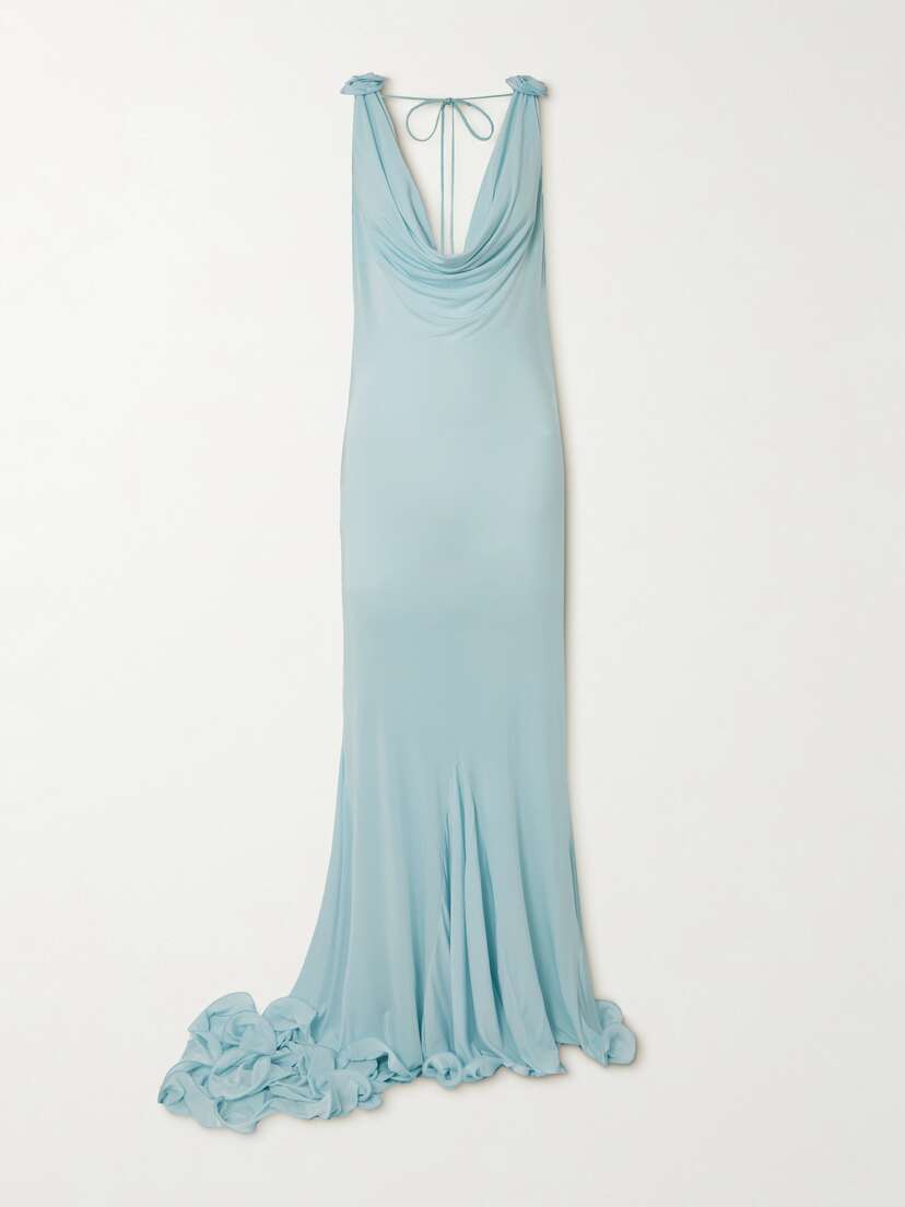 Magda Butrym Floral-appliquéd Satin-jersey Dress