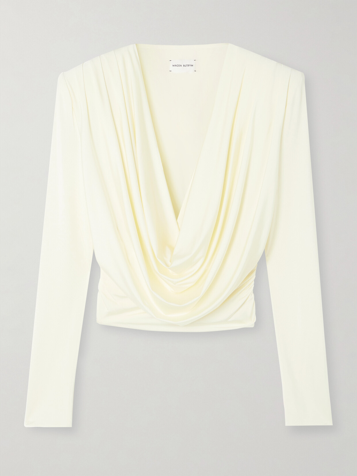 Shop Magda Butrym Draped Satin-jersey Top In Ivory