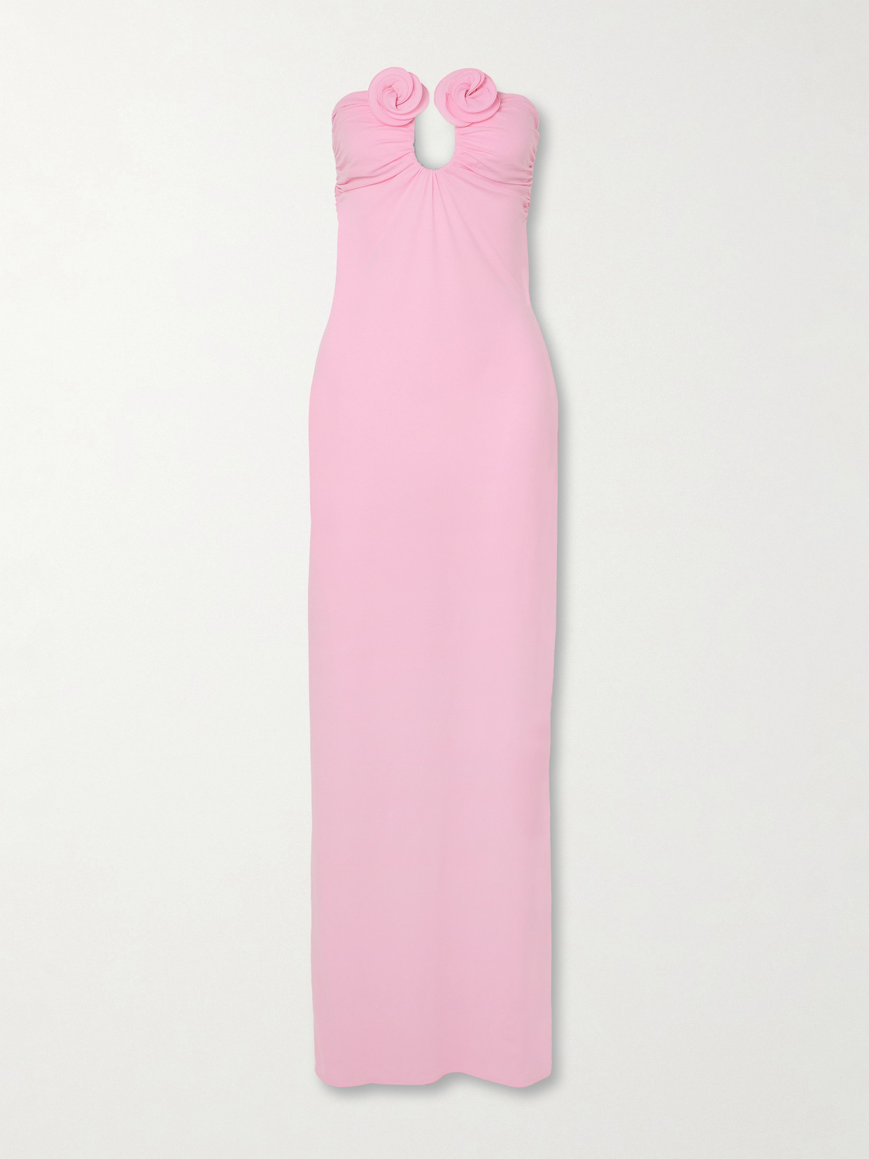 Magda Butrym - Strapless Appliquéd Draped Stretch-jersey Maxi Dress - Pink