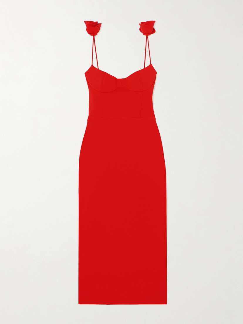 Magda Butrym Appliquéd Stretch-ponte Midi Dress