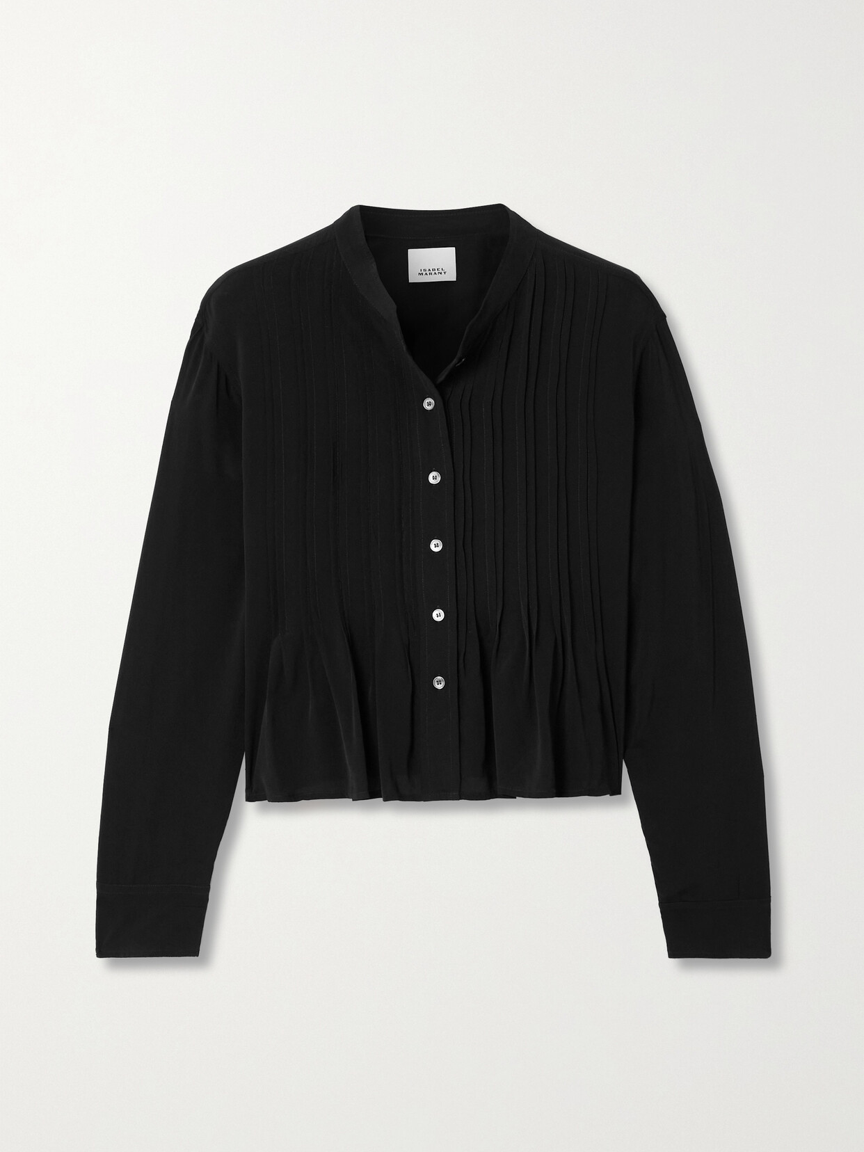 Isabel Marant Adzara Pintucked Chiffon Blouse In Black