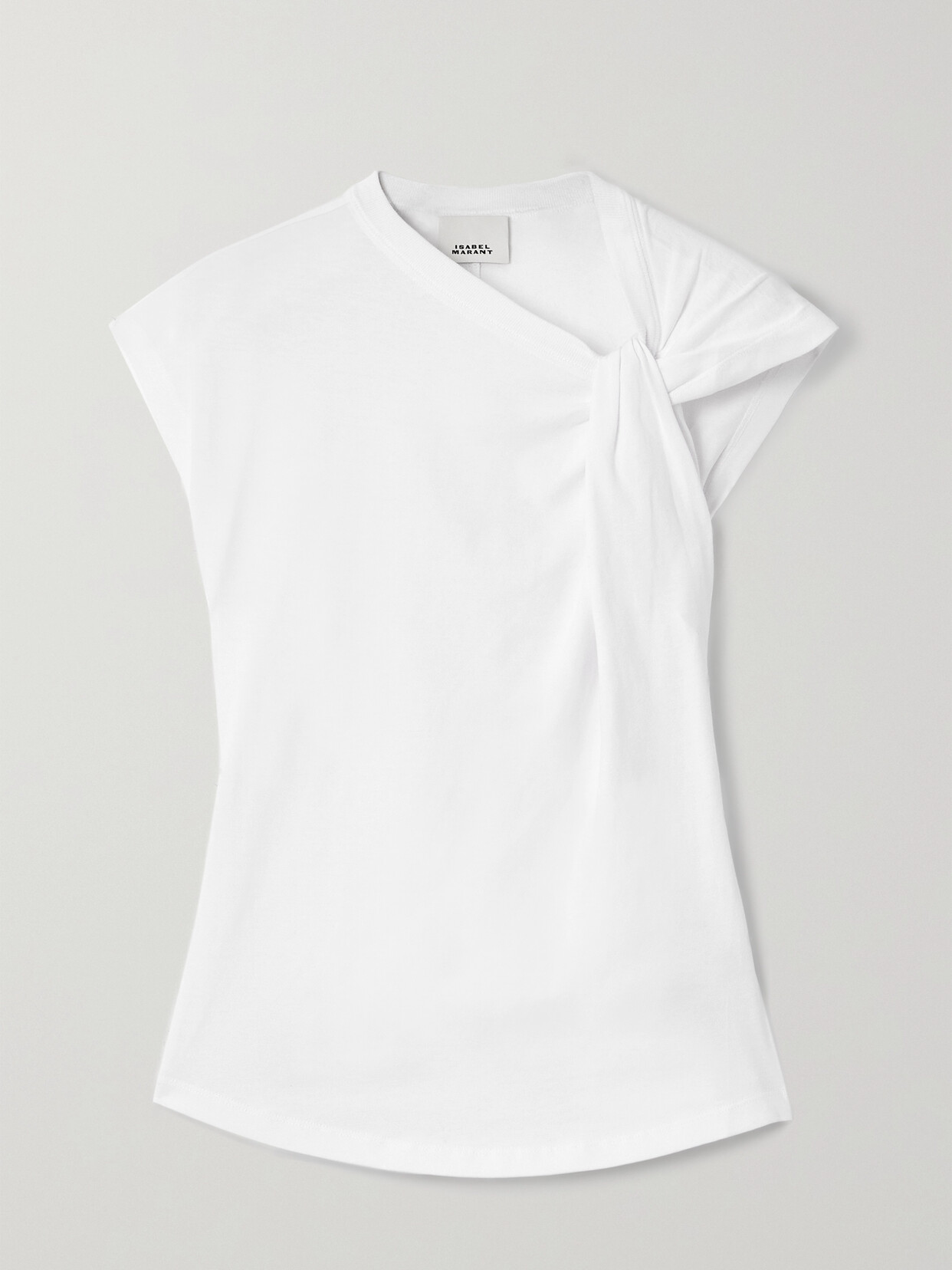 Shop Isabel Marant Nayda Knotted Cotton-jersey Top In White