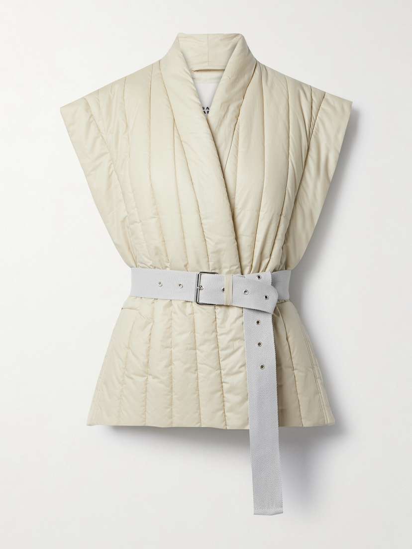 Isabel Marant Ajali Belted Quilted Padded Cotton-blend Shell Vest
